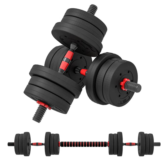 20kg 2 IN 1 Adjustable Dumbbells Weight Set, Dumbbell Hand Weight Barbell for Body Fitness, Lifting Training for Home, Office, Gym, Black by HOMCOM-0